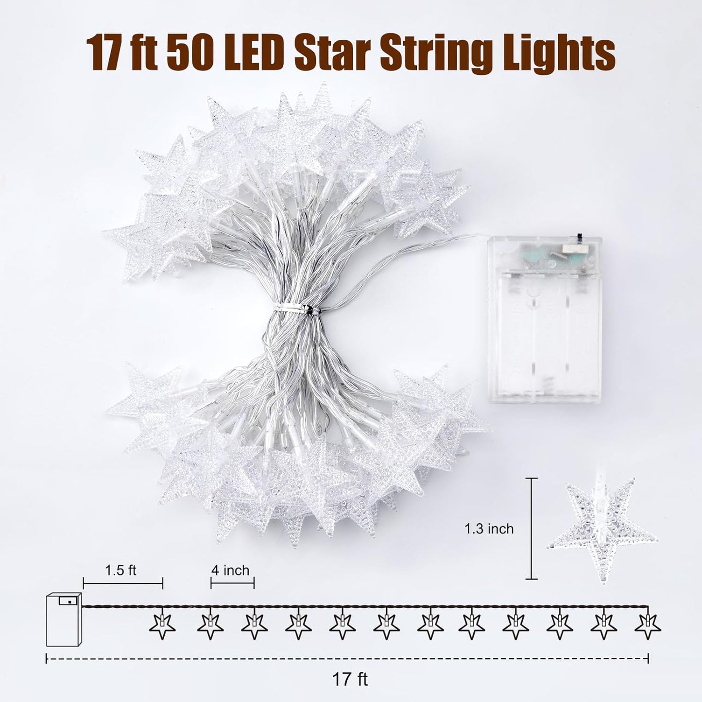 200 LED Fairy Lights with Remote & Timer - 16.4Ft Silver Wire Twinkle Lights for Indoor Christmas, Wedding & Party Decor