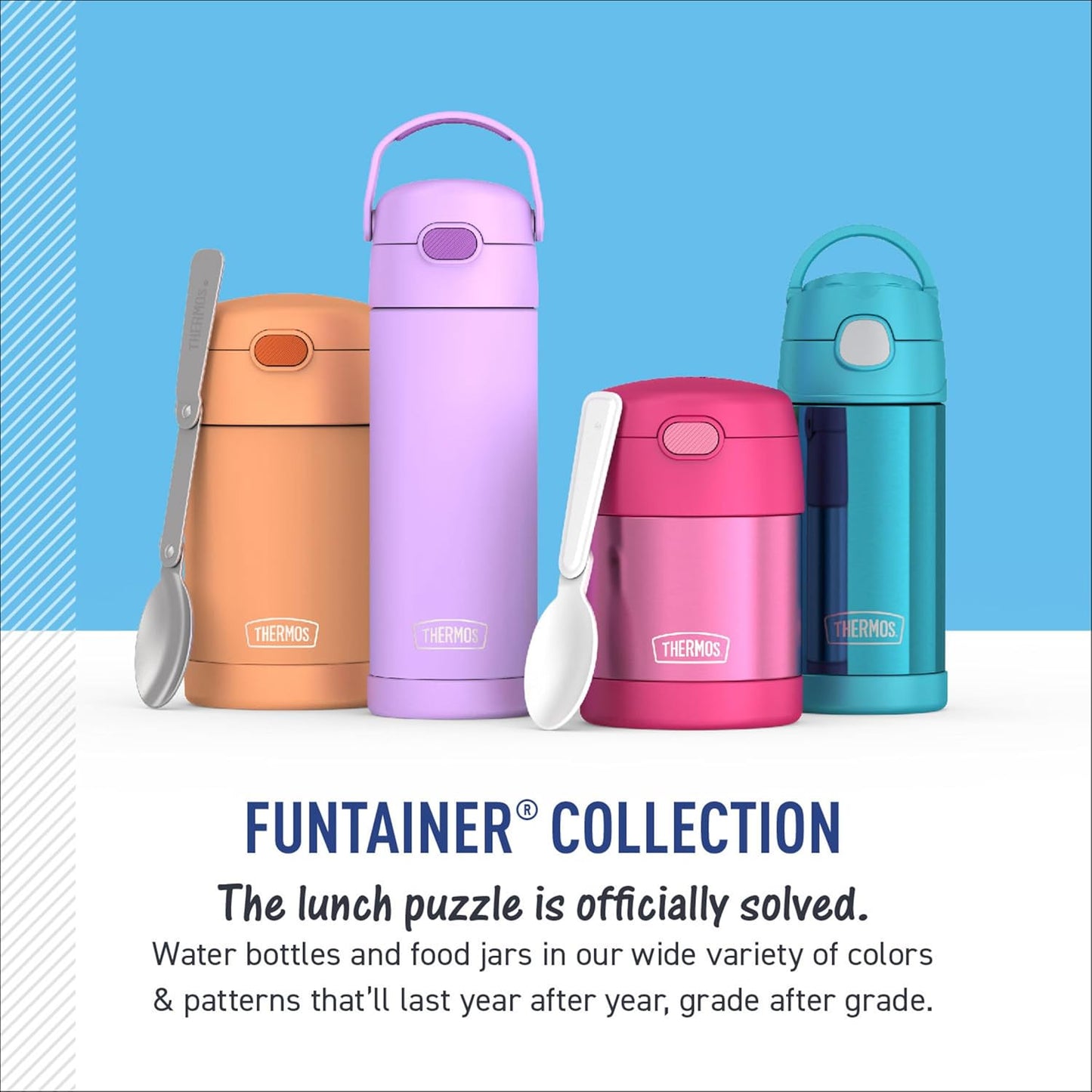 THERMOS FUNTAINER Water Bottle - 12 Ounce Kids Stainless Steel Vacuum Insulated with Straw | Unicorn Blooms