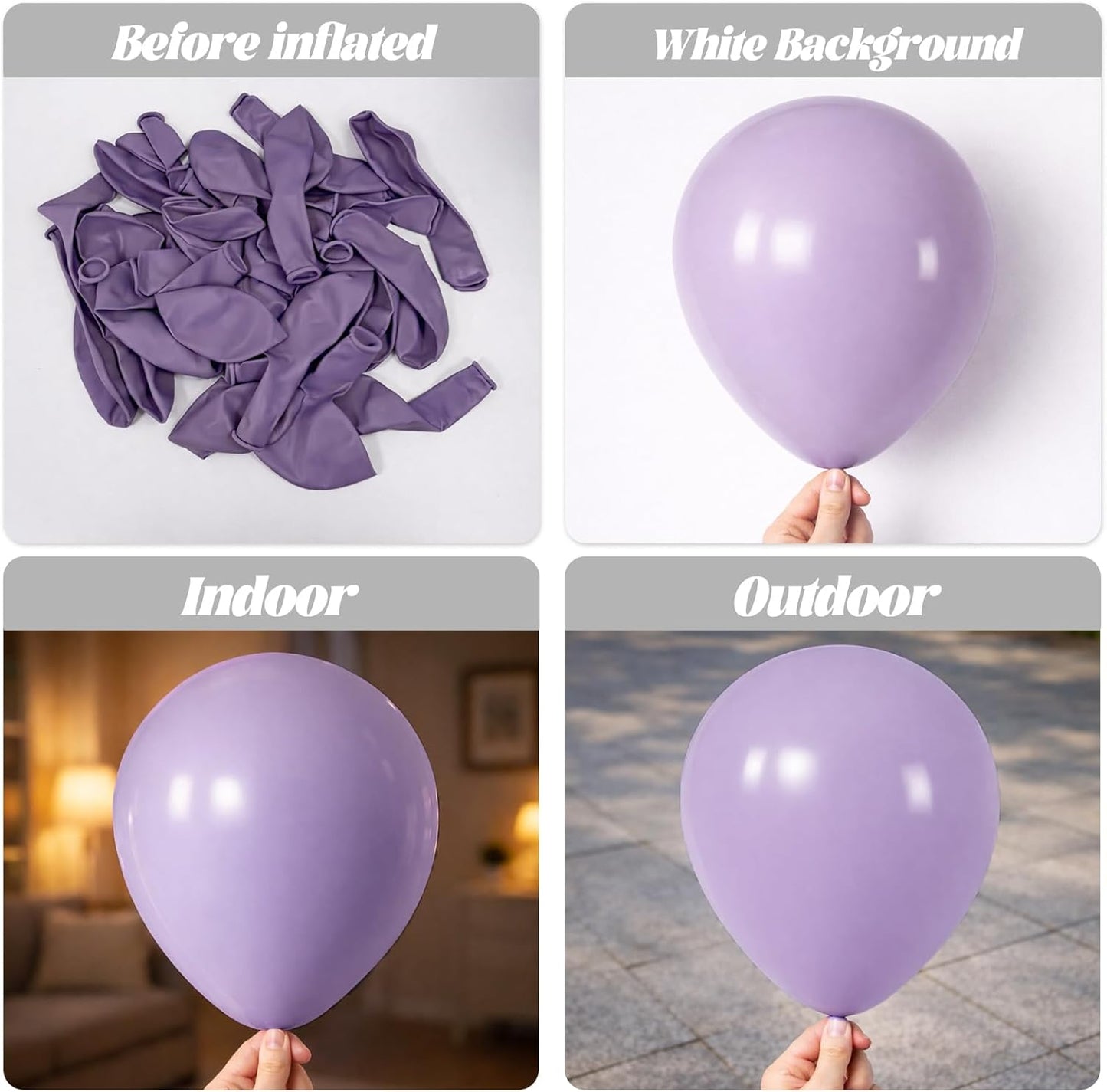 Voircoloria 105pcs Lilac Purple Balloons - 12-Inch Latex Party Balloons for Celebrations & Events