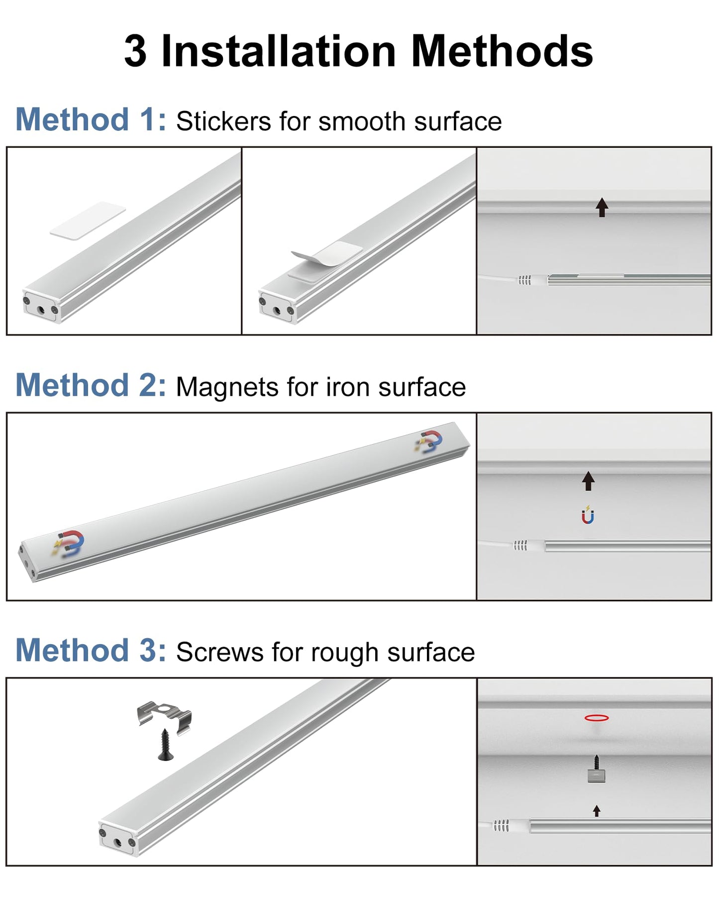 ASOKO Dimmable Under Cabinet Lighting for Kitchen - 6 Pcs 12 inches Linkable Counter Light Bars, Led Closet Light Daylight White 4500K,DC24V 1360Lumens,20W Led Shelf Lighting (ETL Plug)