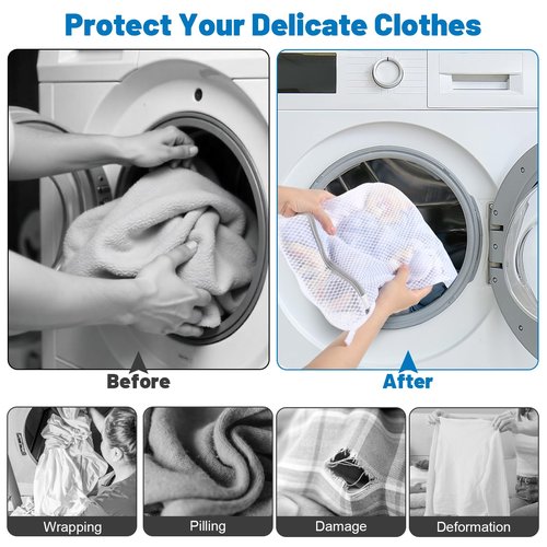6-Pack Durable Honeycomb Mesh Laundry Bags for Delicates - 12x16 Inches Lingerie Bags for Washing Delicates with Sturdy Zippers, Protect Clothes in Washing Machine for Home, College & Dorm (Medium)
