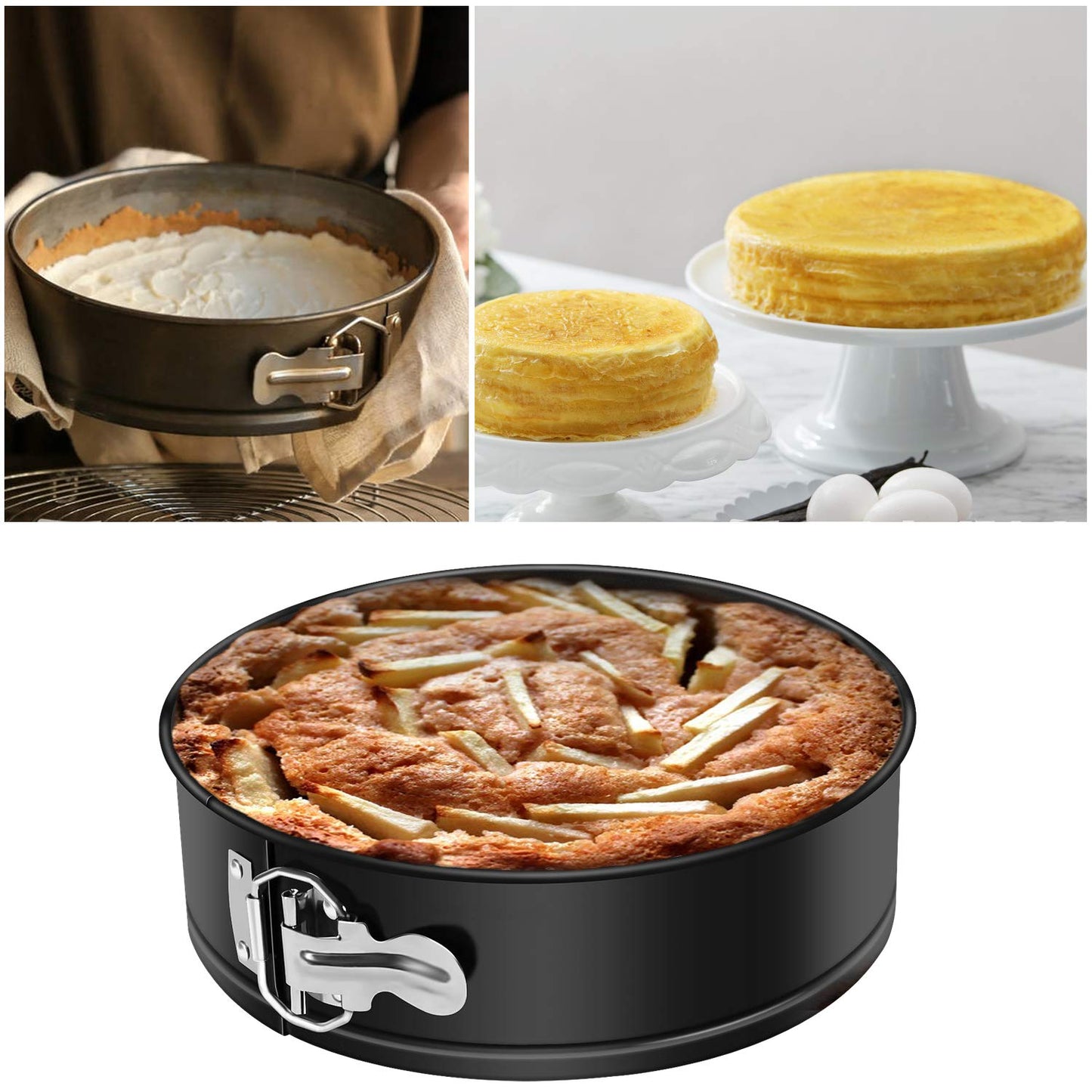 MASSUGAR 9 Inch Springform Pan Nonstick - Cheesecake Pan with Removable Bottom/Leakproof - Round Cake Pan with 50 Pcs Parchment Paper Liners - Fits 6 Qt 8 Qt Pressure Cooker