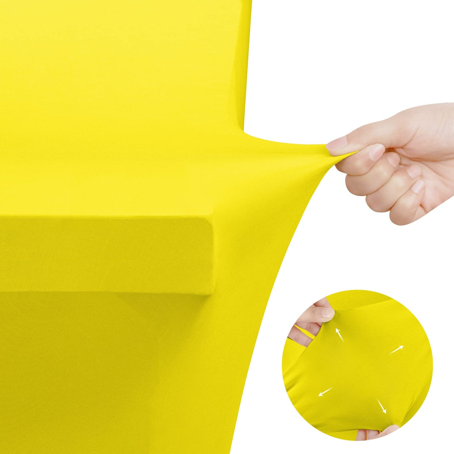 Utopia Kitchen Spandex Tablecloth 2 Pack [6FT, Yellow] Tight, Fitted, Washable and Wrinkle Resistant Stretch Table Cloth Rectangle Cover for Trade Show, Weddings & Parties [72Lx30Wx30H Inch]