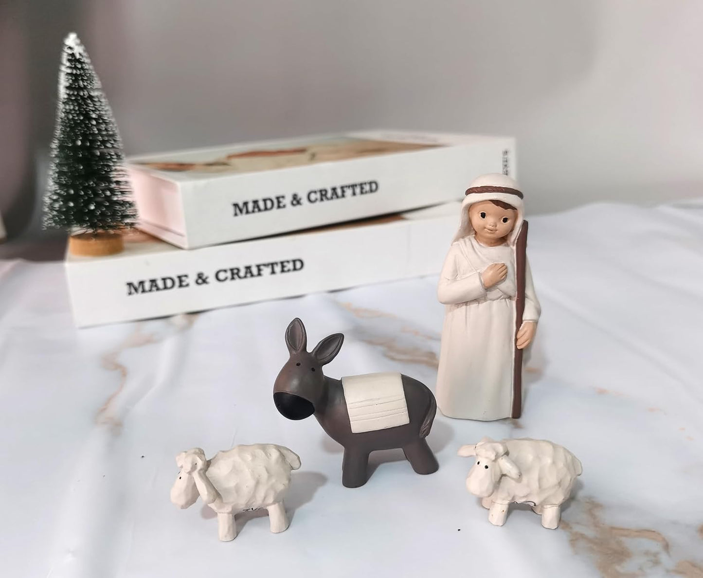 Miniature Holy Family Nativity Figurine - 2.56 Inch Tabletop Christmas Decoration