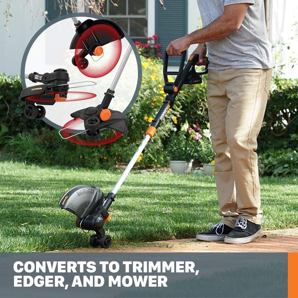 WORX Cordless String Trimmer - 12'' Electric Weed Wacker with 90° Pivoting Head & Battery Included