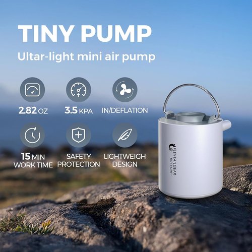 FLEXTAILGEAR Portable Air Pump - Rechargeable Electric Inflator for Camping Gear & Pool Floats | 2.82oz Classic Design