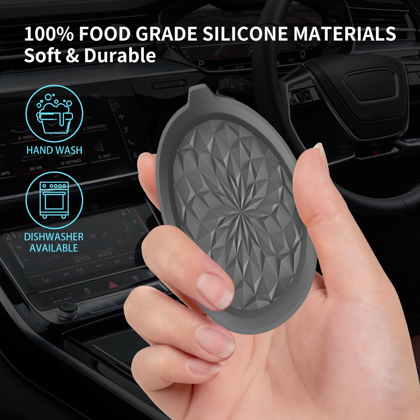 ME.FAN Car Cup Coasters [4 Pack] Silicone Cars Coasters - Universal Non-Slip Recessed Interior Accessories - Cup Holder Inserts Deep Grey