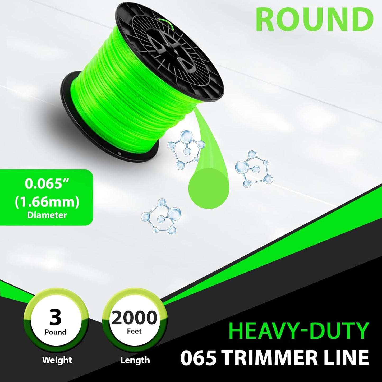 KAKO 065 Trimmer Line - Durable .065" Weed Eater String | 2000 Ft | Fits Most 12-Inch Cordless Trimmers