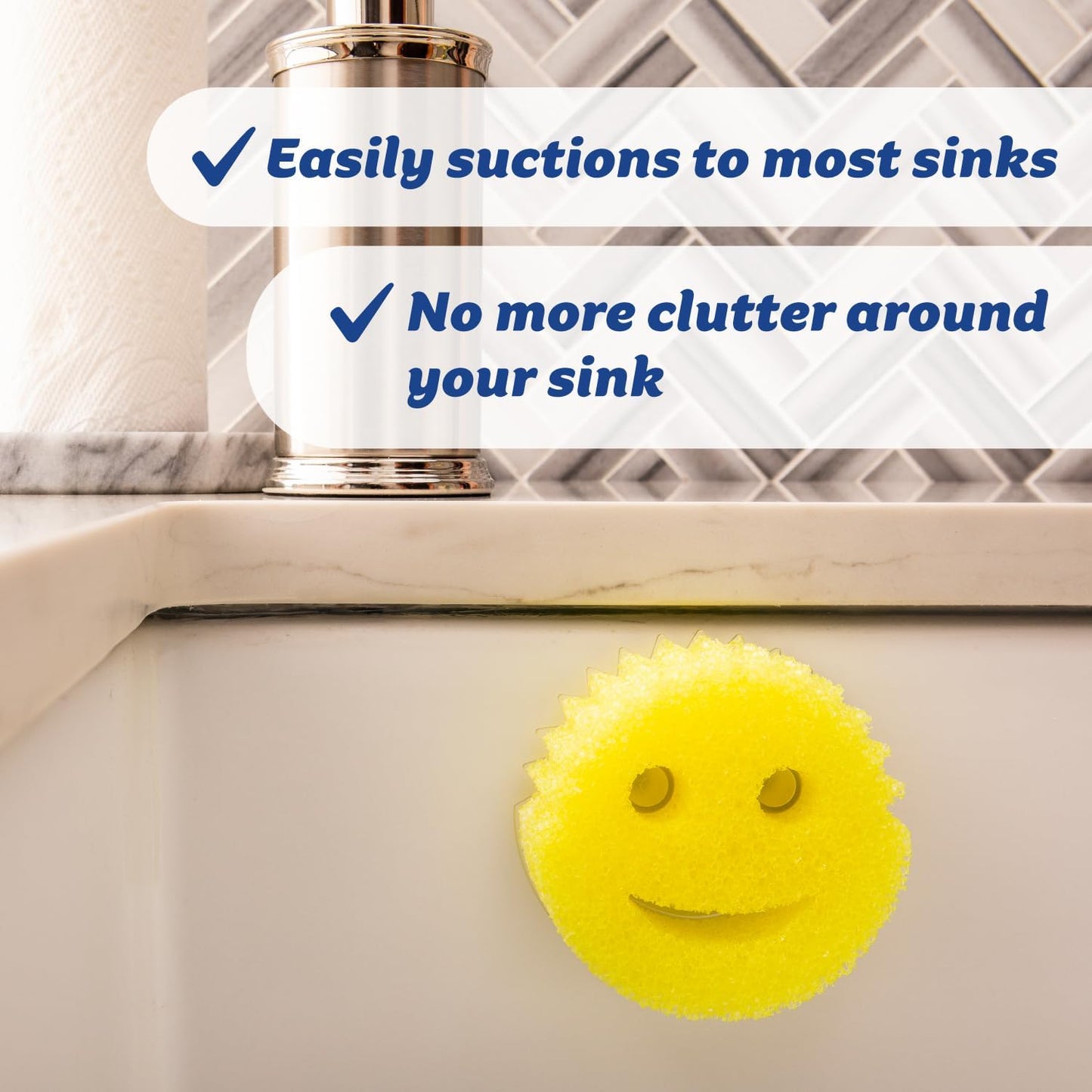 Scrub Daddy Sponge Holder Caddy - Self-Draining Kitchen Organizer with Suction Cups - Dishwasher Safe