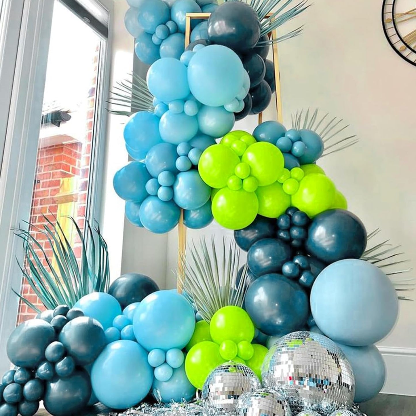 RUBFAC Blue Green Balloons - 129pcs in Various Sizes for Garland & Arch | Perfect for Parties & Events