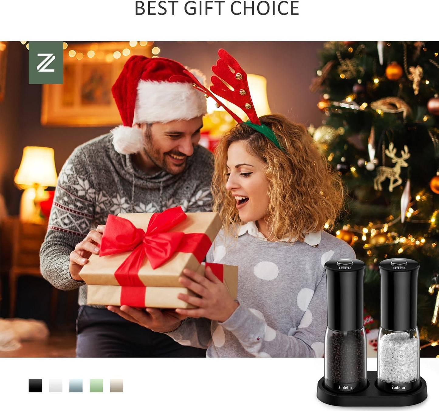 Skiennix Electric Salt and Pepper Grinder Set - Rechargeable with LED Display & One-Hand Operation | Large Capacity