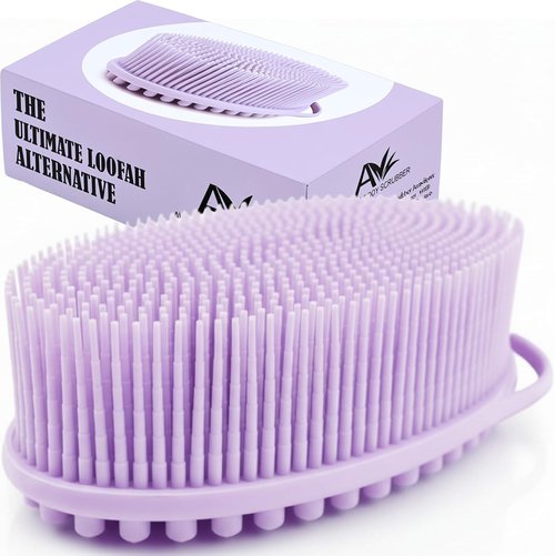 Avilana Premium Silicone Body Scrubber - SGS Certified Dual-Sided Bath Brush for Sensitive Skin | Quick-Dry Exfoliating Massage Tool