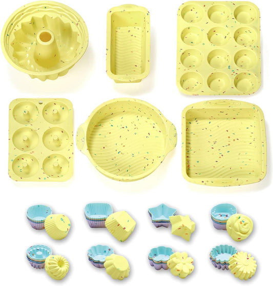 Skiennix 46PCS Silicone Bakeware Set - Versatile Molds for Baking Cakes, Muffins, Donuts & Cupcakes