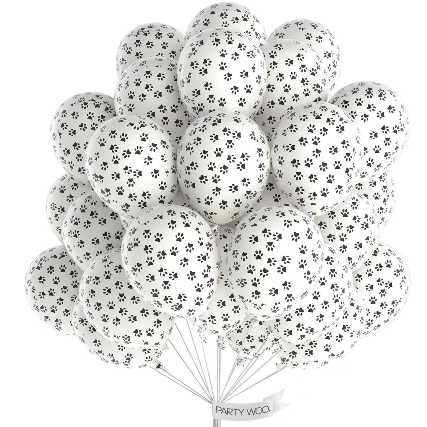 PartyWoo Paw Balloons 50 pcs 12 Inch Matte White Dog Paw Print Latex Helium Balloons for Dog Animals Theme Party Birthday Party Decorations