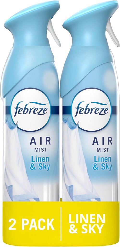 Febreze Air Mist Air Freshener Spray - Odor-Fighting Room Spray | Linen & Sky Scent, 8.8oz (Pack of 2)