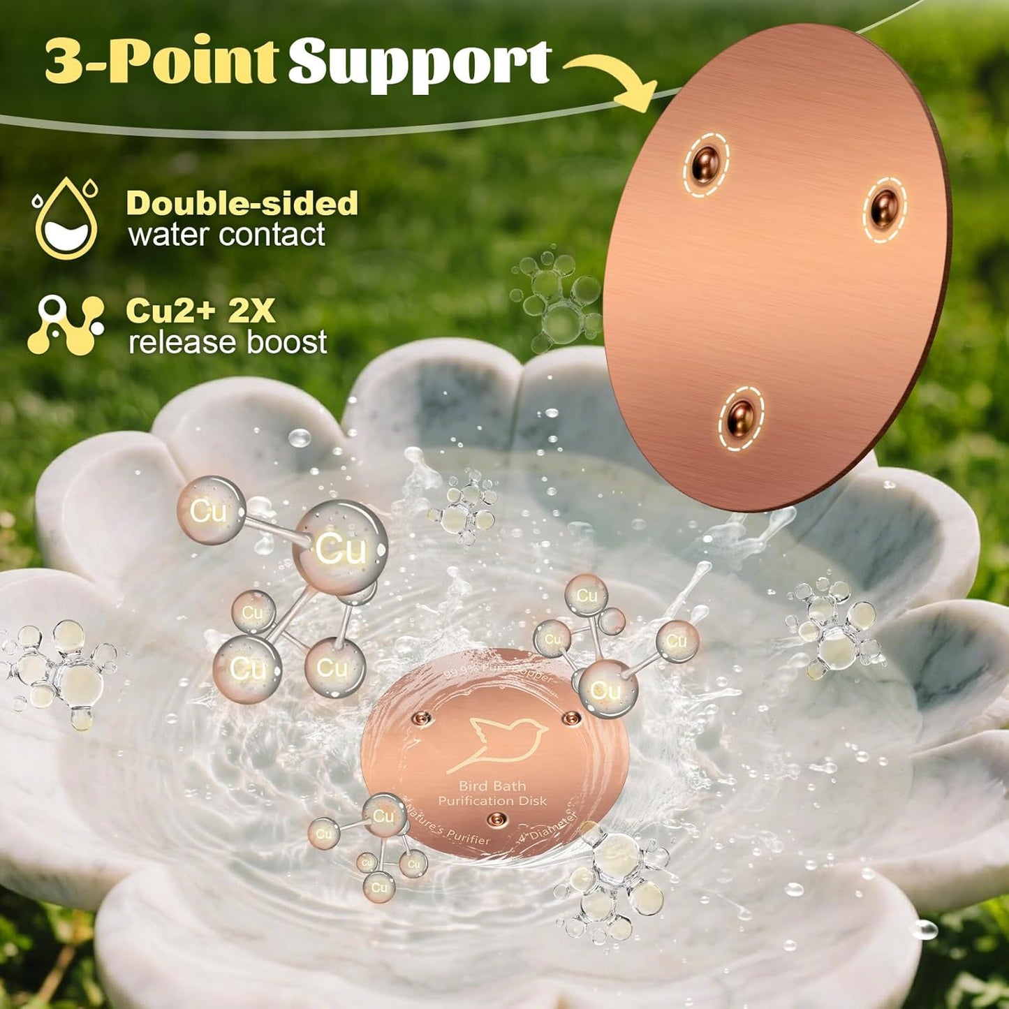 Skiennix Bird Bath Copper Disk - 1mm Thick Reinforced 99.99% Pure Copper | Durable Outdoor Accessory