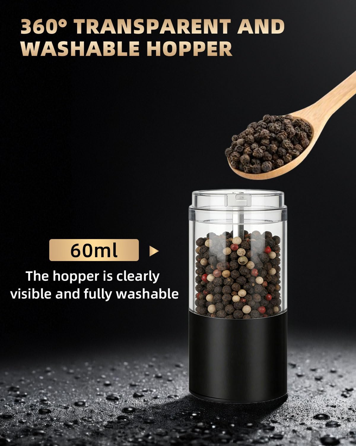 Skiennix Electric Salt and Pepper Grinder Set - Rechargeable, One-Hand Operation, Adjustable Coarseness | Perfect Kitchen Gadgets for New Home Gifts