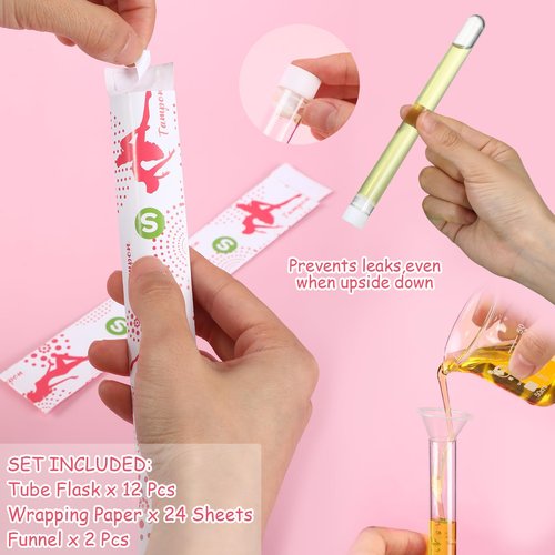 FoldTier 39 Pcs Travel Tube Includes 12 Reusable Plastic Tube for Women Liquid Containers 24 Self Adhesive Wrappers 1 PVC Clear Case 2 Hopper‌s(Cute Style)