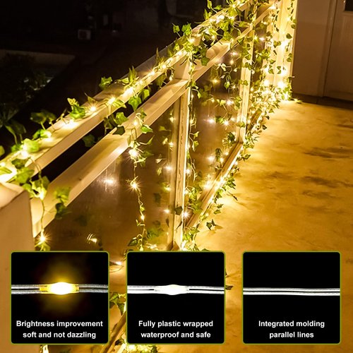 HXWEIYE 12 Pack Artificial Ivy Greenery Garland with 200LED Fairy Curtain String Light, Fake Hanging Plants Vines for Wedding Party Garden Greenery Decor Outdoor Indoor Wall Decoration