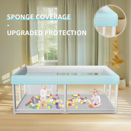 Hiaksedt Large Baby Playpen - Sturdy Safety Play Yard for Indoor & Outdoor | 65x50 Inch with Zipper Gate
