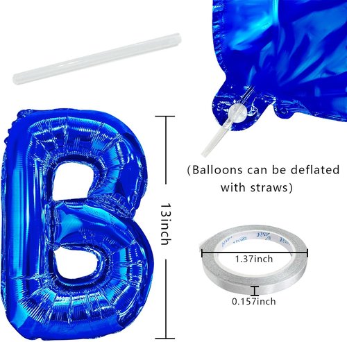 Happy Birthday Balloon Banner Set by [Brand Name] - 16 Inch Dark Blue Foil Letters | Reusable Party Decorations