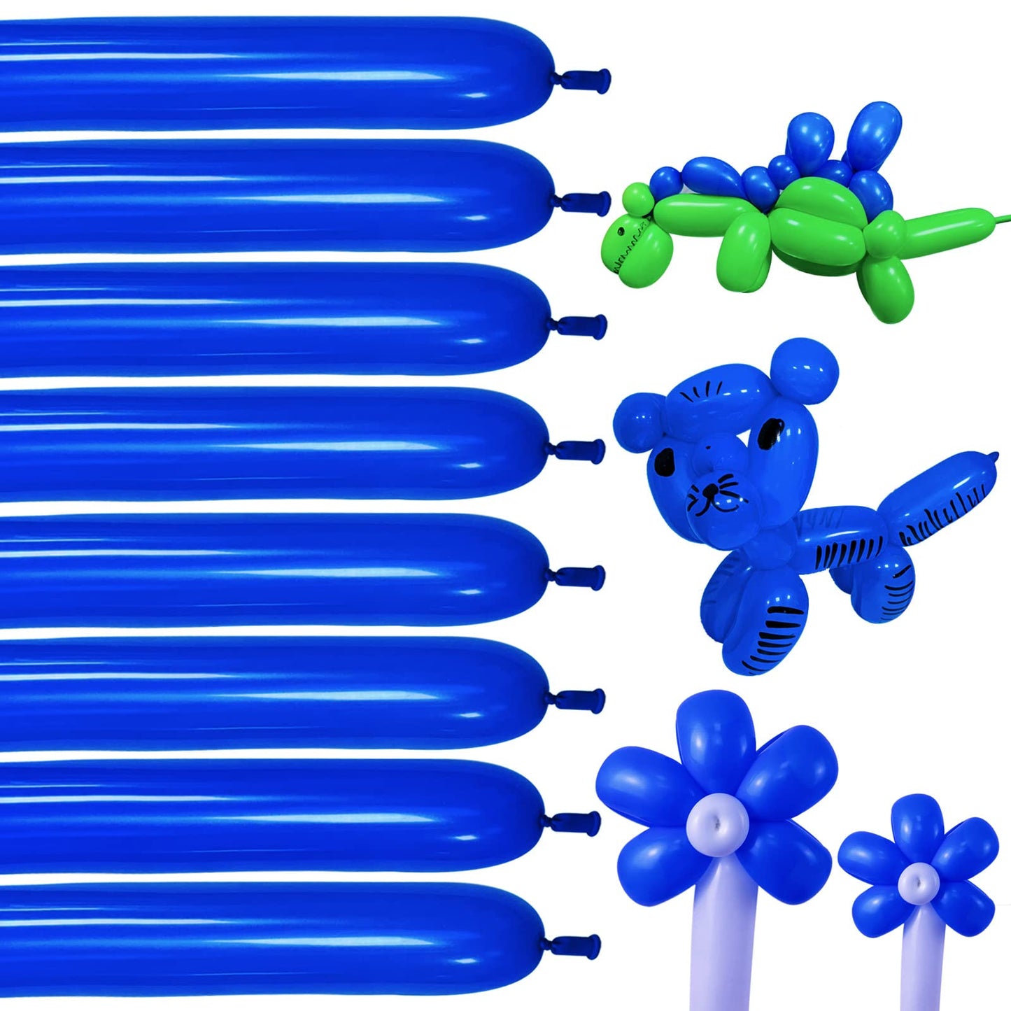 Shiny Thick Latex Blue Balloons - 260 Long for Balloon Animals