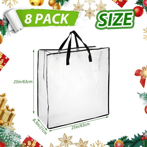 Clear Wreath Storage Container by [Brand Name] - 24 Inch, 8 Pack with Zipper & Sturdy Handles for Seasonal Decor