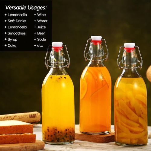 8 Pack flip top glass bottle 12 oz,swing top glass bottles 12oz with airtight lids for home brewing,kombucha,kefir,vanilla extract,beer,oil,vinegar,homemade juices,soda,beverages,2nd fermentation