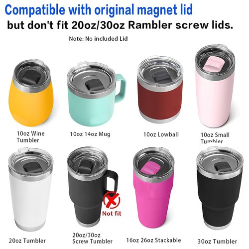 2 Pcs Magnetic Slider Replacement Block, Slider Lid Magnet for Yeti Lids 10 oz, 14oz, 16 oz, 20 oz, 26 oz, 30 oz (Black+Black)