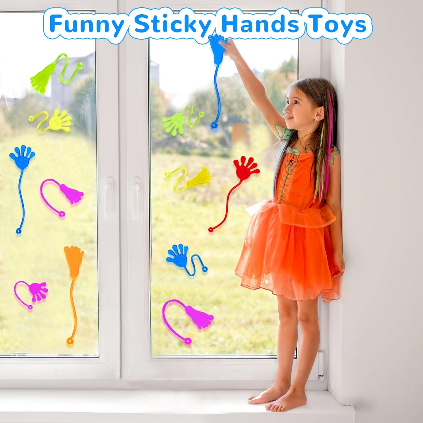 VICROIC 24PCS Sticky Hands Toys for Kids, Stretchy Goodie Bag Stuffers Toy for Party Favor Supplies, Sticky Toys for Boys Girls Classroom Prizes (Handfeet)