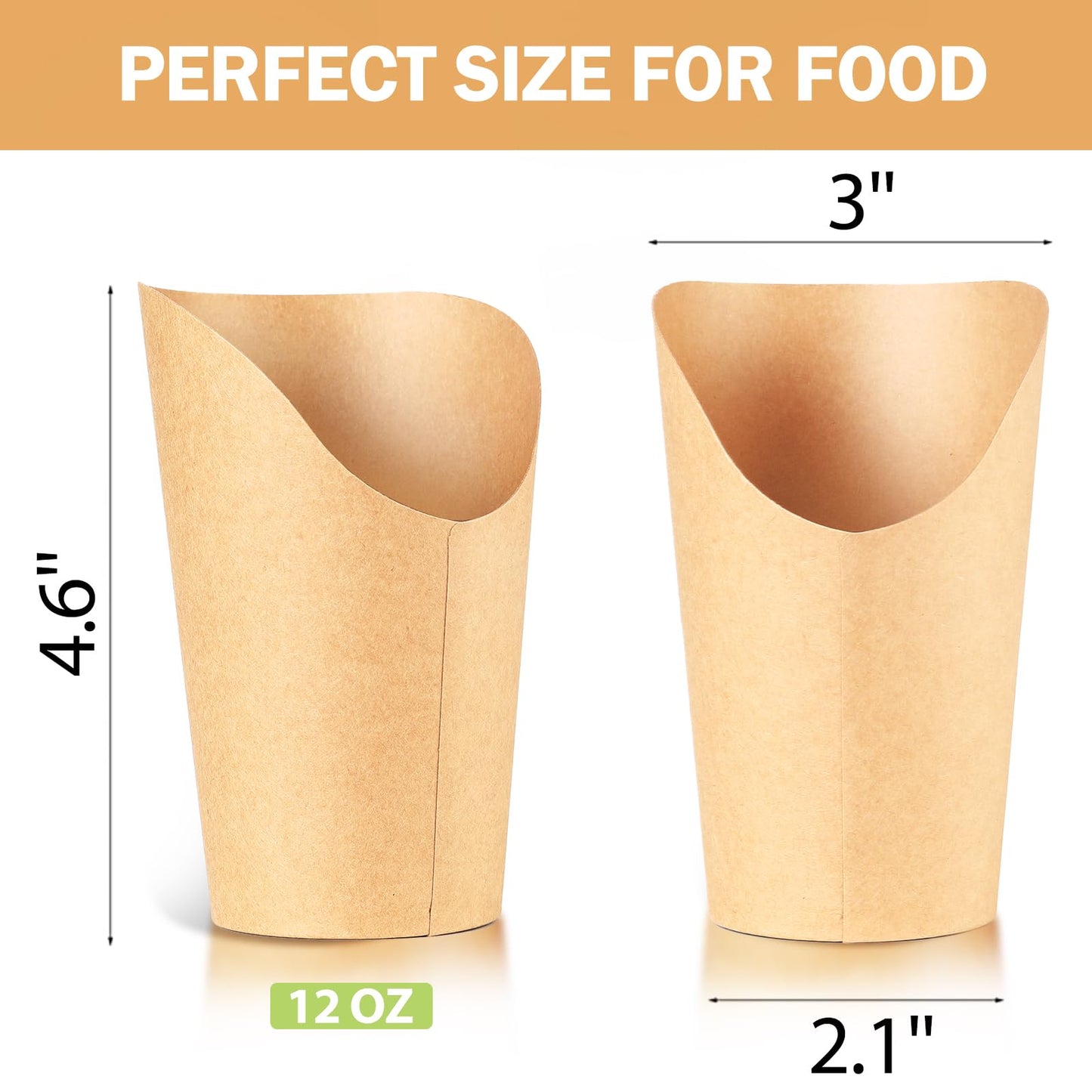 Vicuna R Charcuterie Cups French Fry Holder, 50PCS Appetizer Cups for Parties + 50 Labels, 12 oz Kraft French Fry Cup, Disposable Brown Paper Snack Cup, Charcuterie Boards Accessories