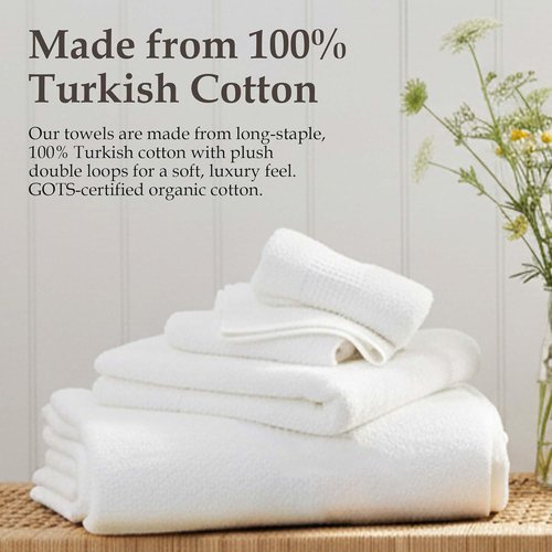 Delilah Home Turkish Cotton Bath Towels - Soft, Absorbent & Organic | 6-Piece Set with 2 Large Bath Sheets, 2 Washcloths, 2 Hand Towels
