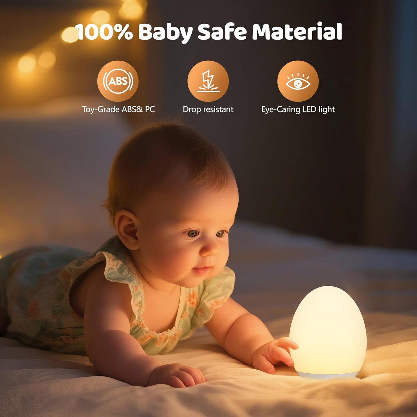 MediAcous Night Light - Soft Silicone Touch Lamp with 7 Color Changing Options | Rechargeable & Dimmable for Nursery