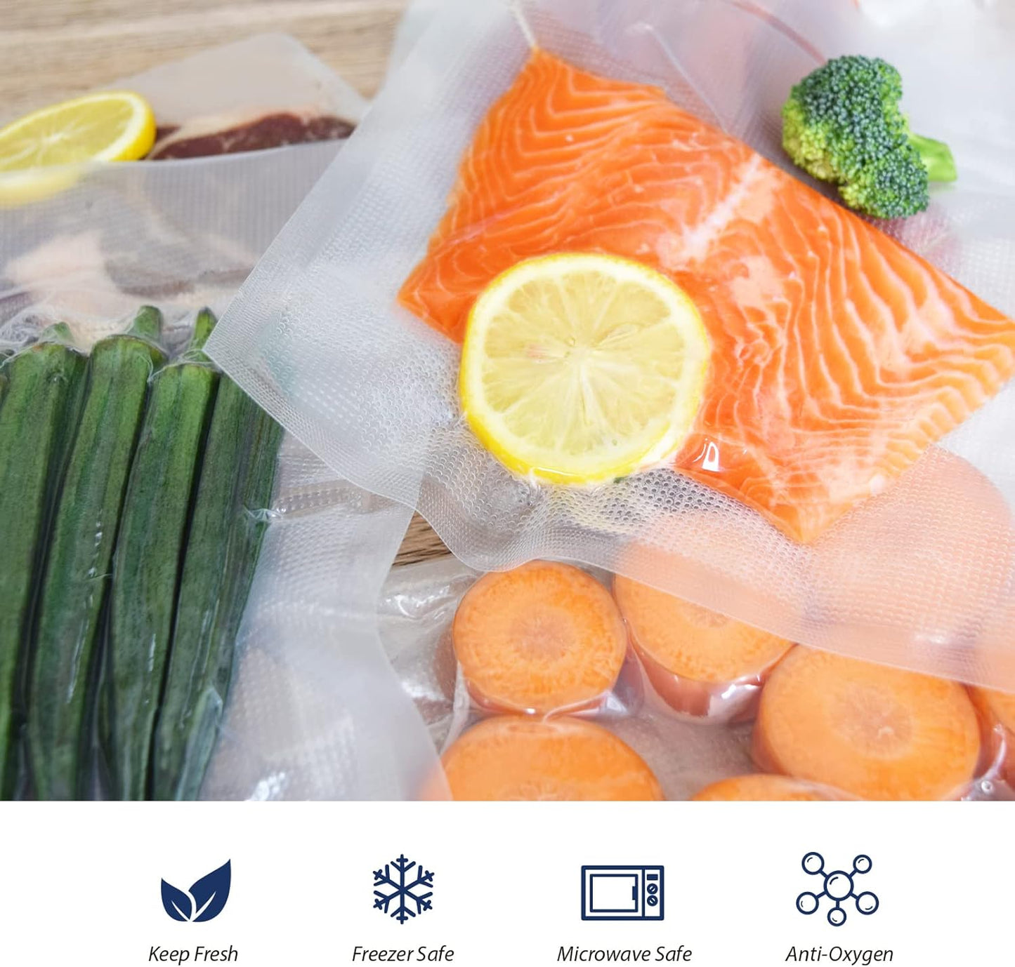 Vacuum Sealer Bags - Skiennix 2 Rolls 8"x50' Heavy Duty BPA-Free Food Saver Bags for Meal Prep & Storage