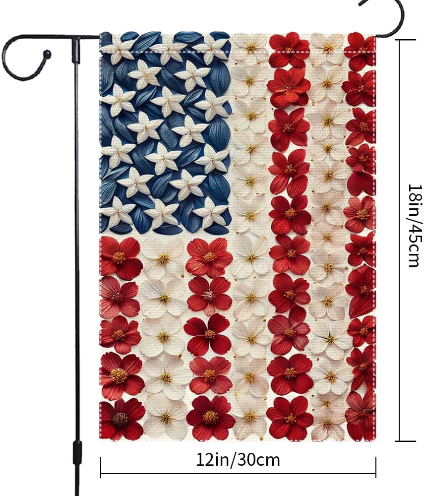 Patriotic Garden Flag by Memorial Day - Double-Sided Burlap Decoration for 4th of July | 12x18 Inch