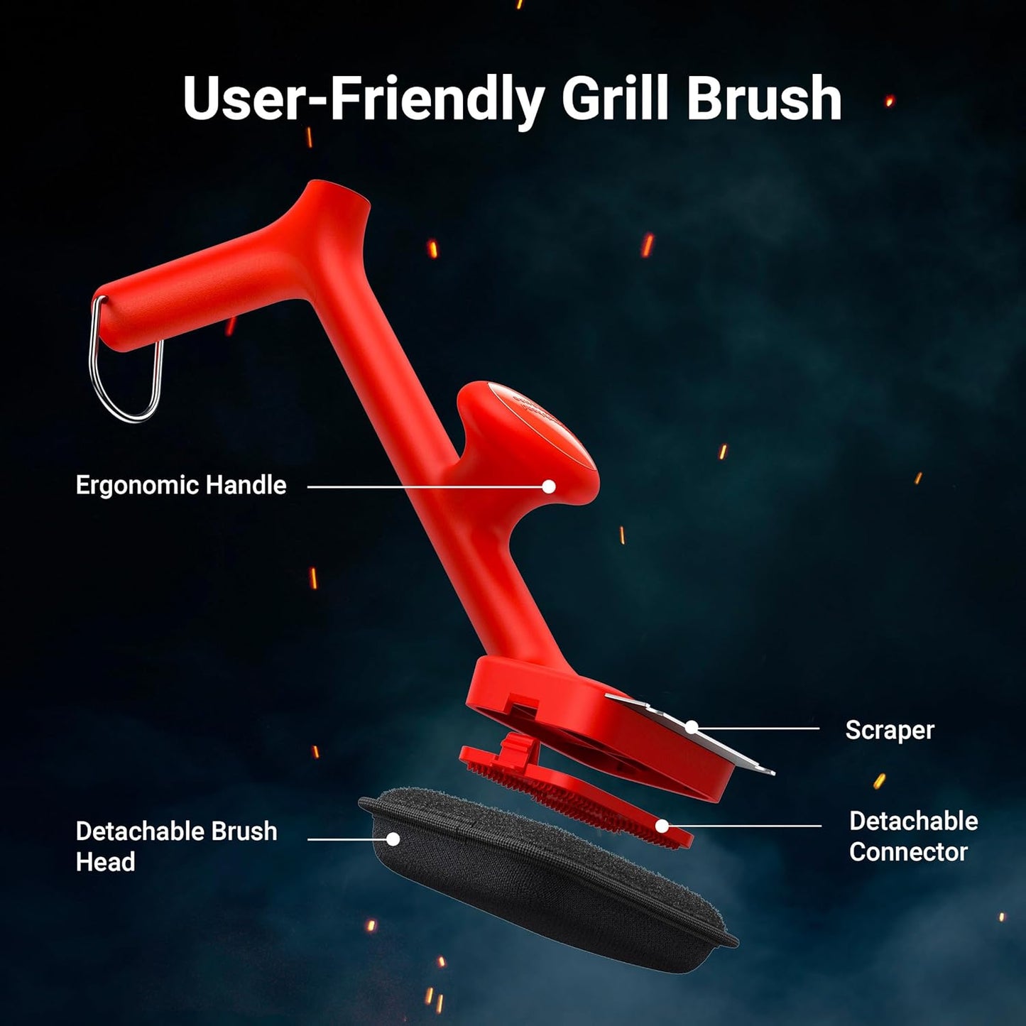 Thermomaven Grill Brush - Bristle-Free Design with 3 Replacement Heads | Safe for Cast Iron & Non-Stick Surfaces