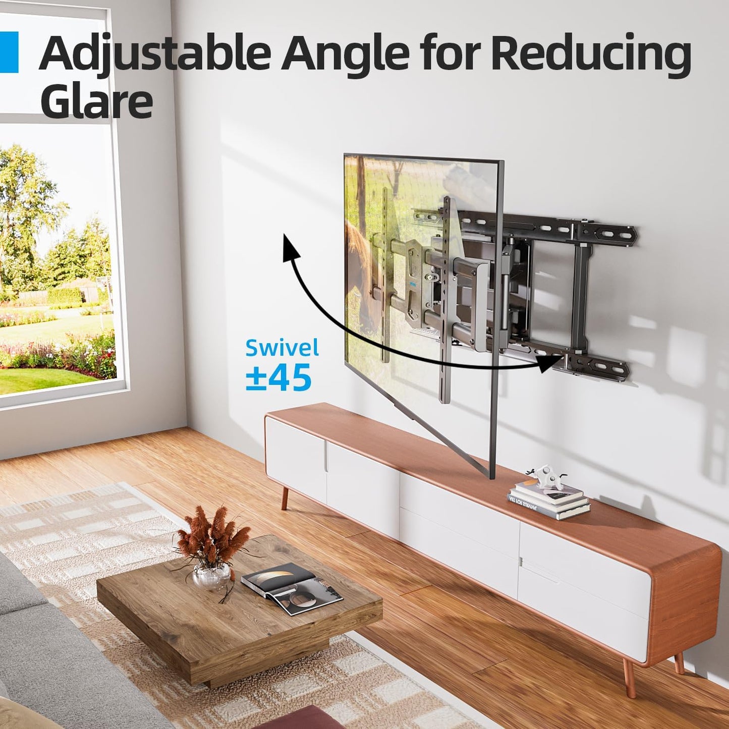 USX STAR Full Motion TV Wall Mount - Adjustable Swivel & Tilt for 42-86 Inch TVs | Supports 110 LBS, Max VESA 600x400mm