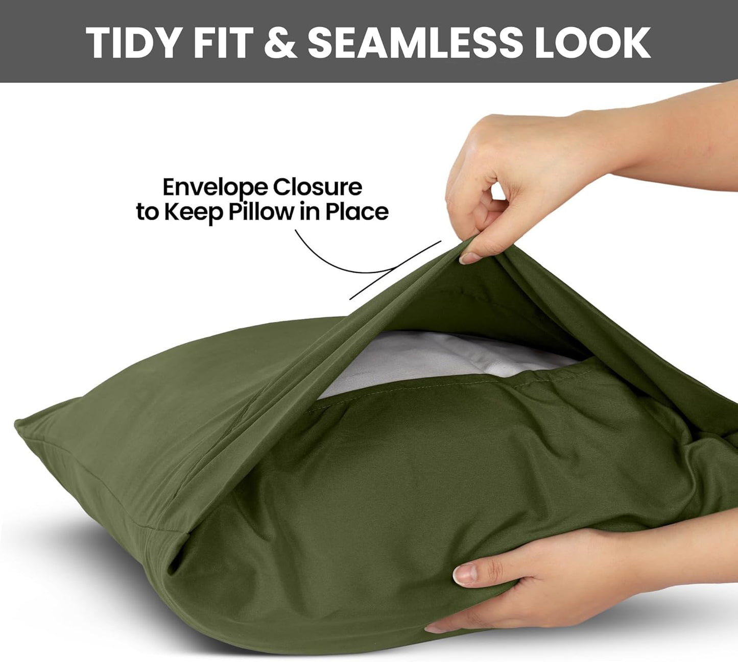 Utopia Bedding Queen Pillow Cases - Soft Brushed Microfiber - 2 Pack, Olive | Fade Resistant 20 x 30 Inches