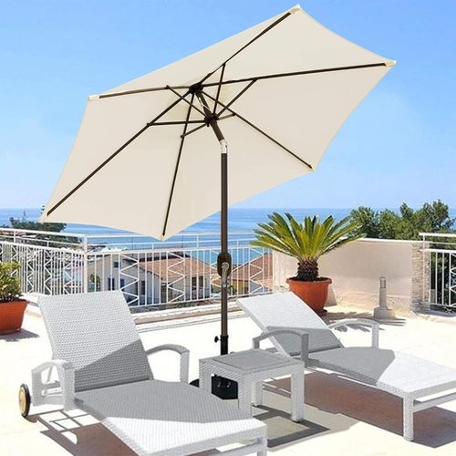 Blissun 7.5 Ft Patio Umbrella - Outdoor Market Umbrella with Push Button Tilt Crank | Creamy White