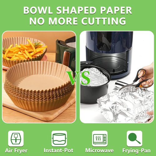 Air Fryer Liners - 200PCS Round 8 Inch Non-Stick Parchment Paper | Food Grade for 5-8 QT Air Fryers