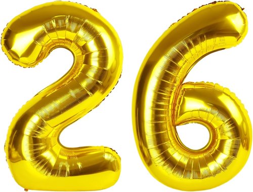 Gold 26 Number Balloon by [Brand Name] - 40 Inch Foil Balloon for Happy 26th Birthday & Engagement Decor