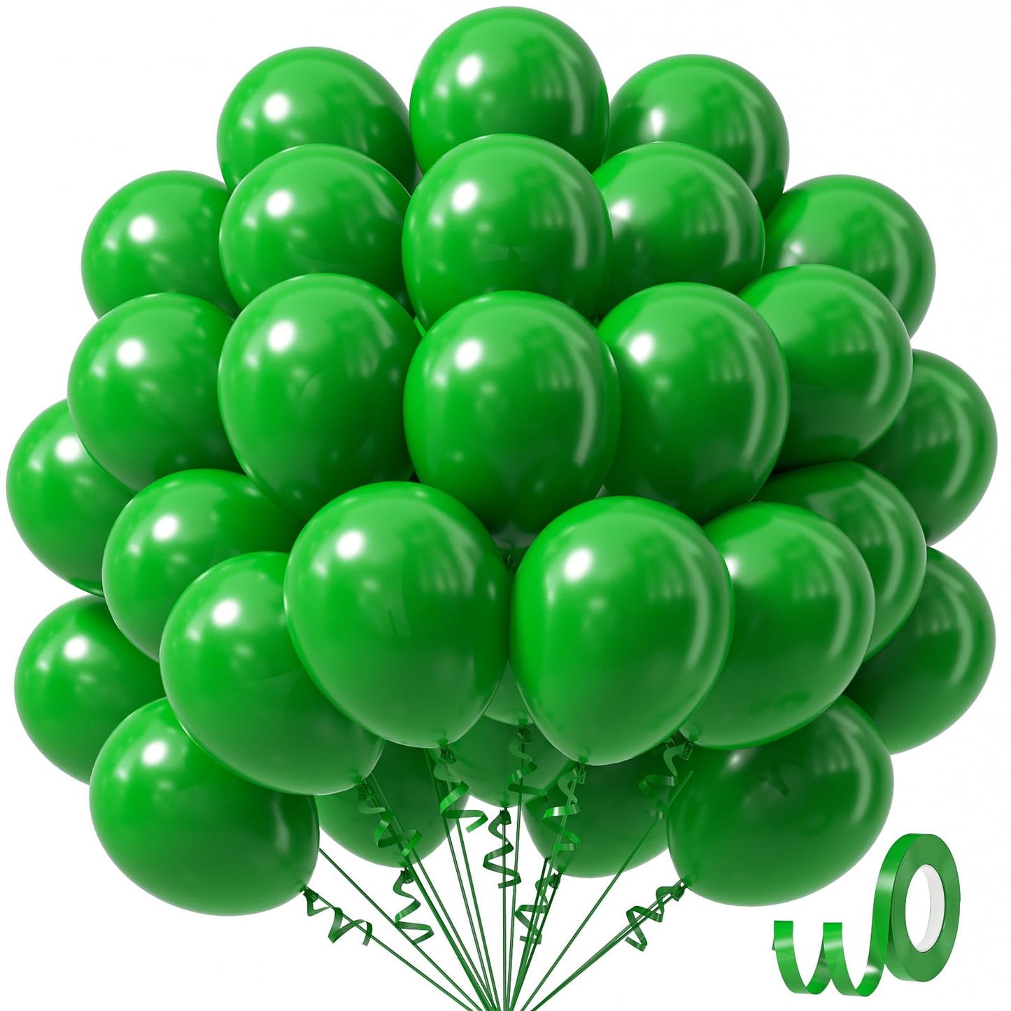 Awenztech Green Balloons 12 inch, Green Latex Balloons 50pcs Party Balloons for Birthday Christmas Baby Shower Jungle Football Tropical Safari Party Decorations