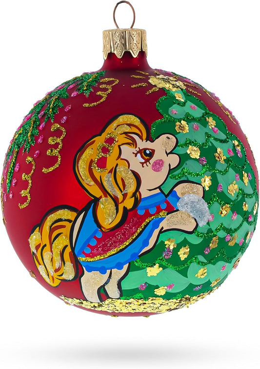 Horse Glass Christmas Ornament - 3.25 Inch Decor Ball for Holiday Tree