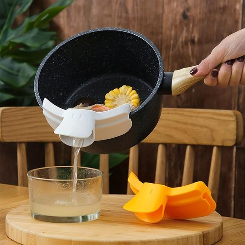 Anti-Spill Funnel - Duckbill Spout for Easy Pouring | Round Edge Liquid Guide in Yellow
