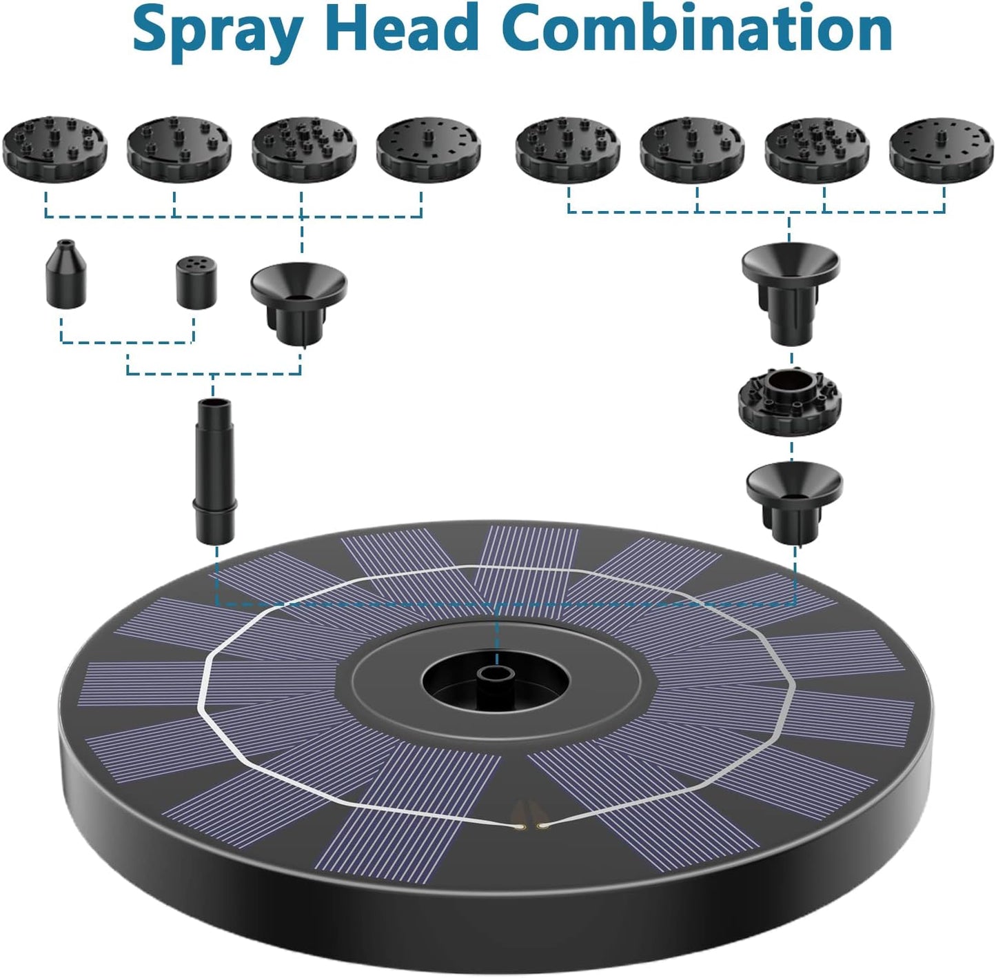 Skiennix 3.5W Outdoor Solar Garden Fountain - 6 Nozzles for Bird Bath & Aquarium Decor