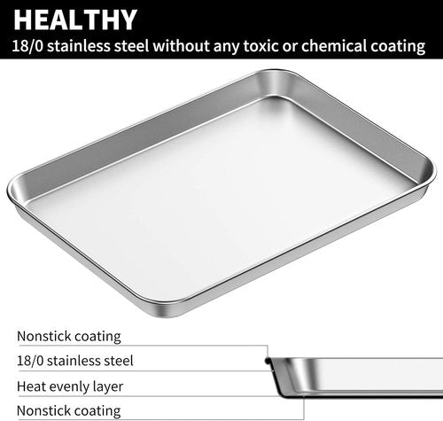 Bastwe Baking Sheet Set - 18 Inch Commercial Grade Stainless Steel Pans | Non-Toxic & Easy Clean