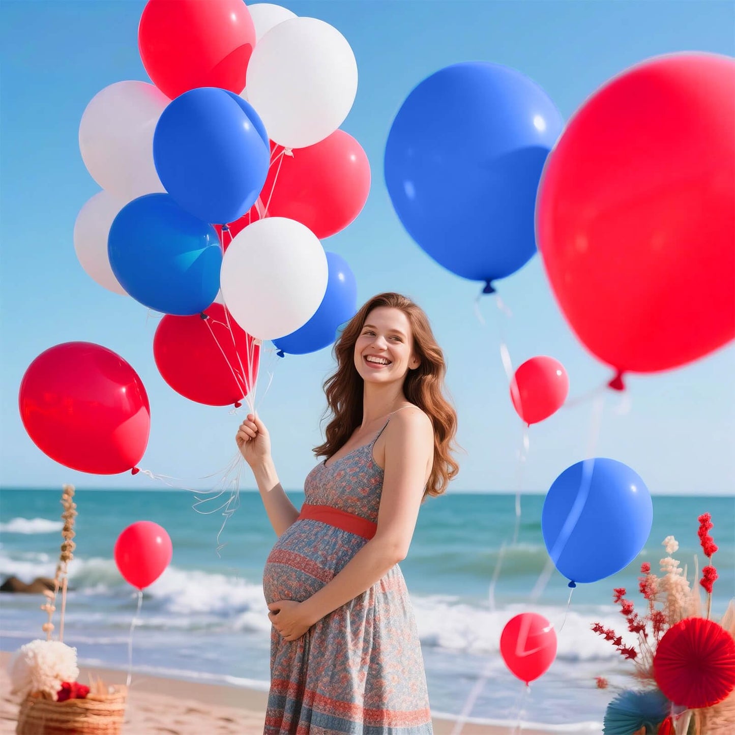 Red White Blue Latex Balloons 68 Pack, 12 Inch Patriotic Balloons with Confetti, Party Decorations for 4th of July, Independence Day, Graduation, Birthday, Air Helium Fill.