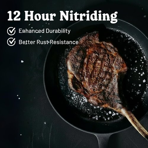 Flambo Skillet #10 - Non-Stick 10 Inch Pre-Seasoned Cast Iron Frying Pan | Versatile for Grilling, Frying, and Baking