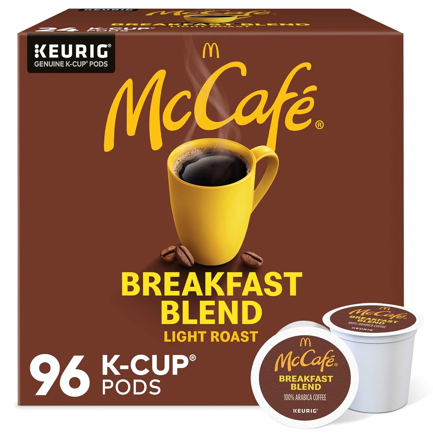 McCafe Breakfast Blend Coffee - Light Roast Keurig K-Cup Pods | 96 Count (4 Packs of 24)