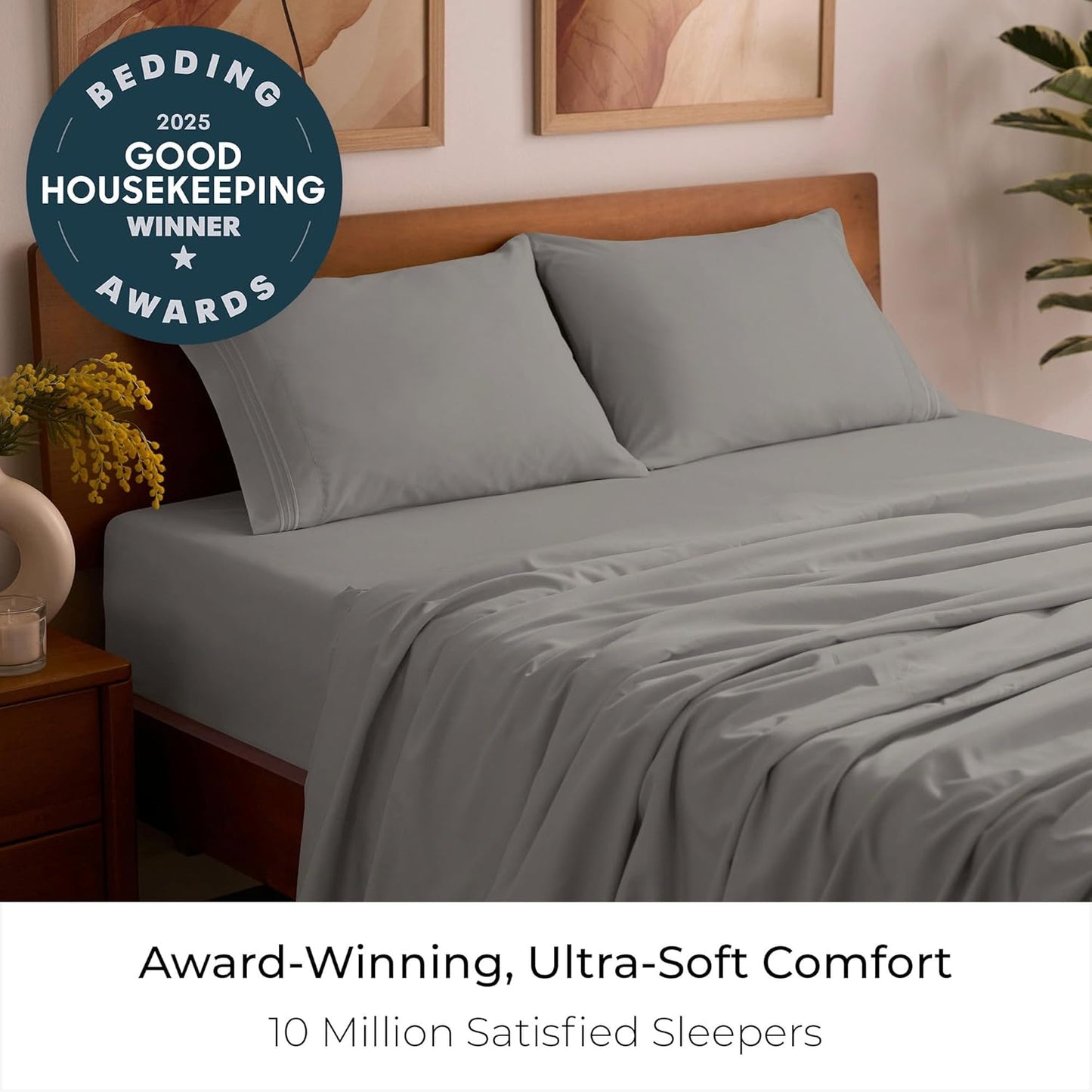 Mellanni Queen Sheets Set - 4 PC Hotel Luxury Bedding | Extra Soft, Cooling, Wrinkle-Resistant (Queen, Taupe)